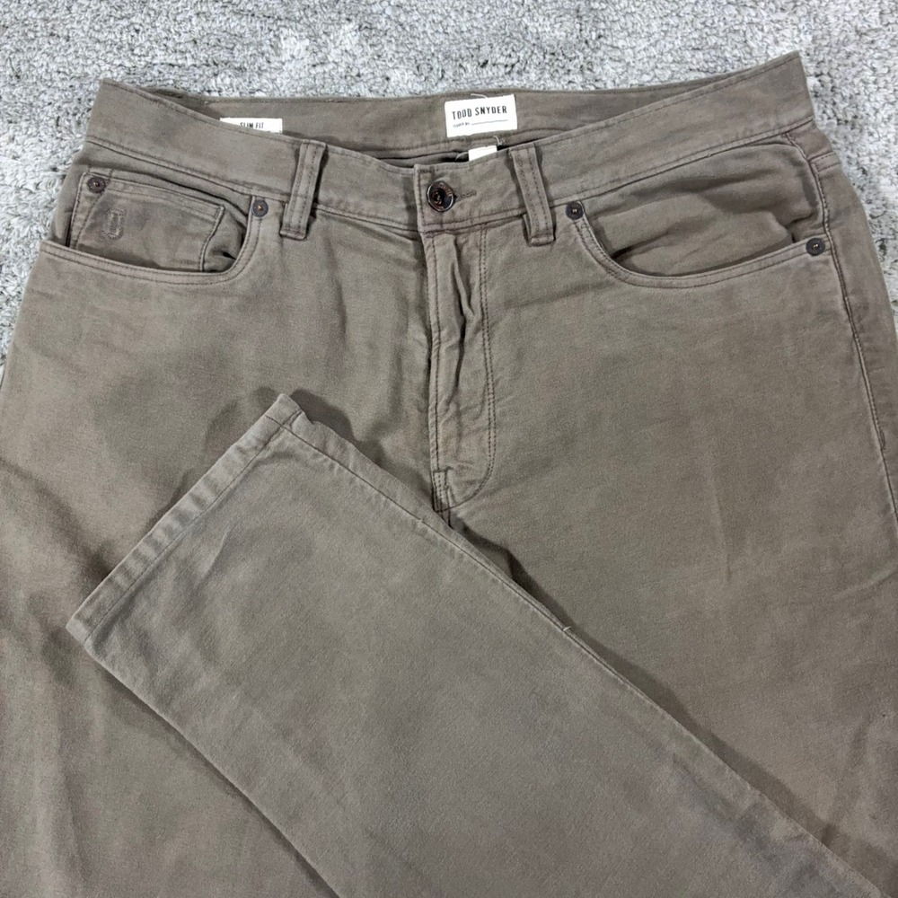 odd Snyder Slim Fit 5-Pocket Italian Moleskin Pant Mens 32x30 Brown Luxury